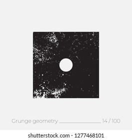 Geometric simple shape in grunge retro style. Universal design element for T-shirt, Posters, Magazine, sale leaflet, billboard, branding