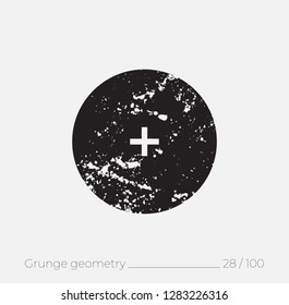 Geometric simple shape in grunge retro style. Universal design element for T-shirt, Posters, Magazine, sale leaflet, billboard, branding