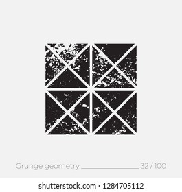 Geometric simple shape in grunge retro style. Universal design element for T-shirt, Posters, Magazine, sale leaflet, billboard, branding