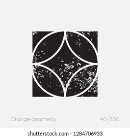 Geometric simple shape in grunge retro style. Universal design element for T-shirt, Posters, Magazine, sale leaflet, billboard, branding