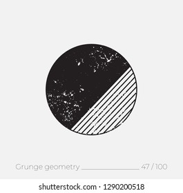 Geometric simple shape in grunge retro style. Universal design element for T-shirt, Posters, Magazine, sale leaflet, billboard, branding