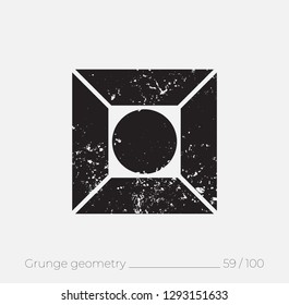 Geometric simple shape in grunge retro style. Universal design element for T-shirt, Posters, Magazine, sale leaflet, billboard, branding