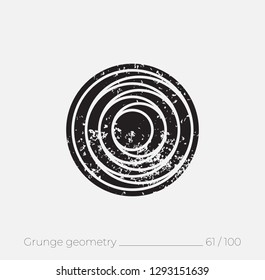 Geometric simple shape in grunge retro style. Universal design element for T-shirt, Posters, Magazine, sale leaflet, billboard, branding
