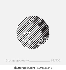 Geometric simple shape in grunge retro style. Universal design element for T-shirt, Posters, Magazine, sale leaflet, billboard, branding