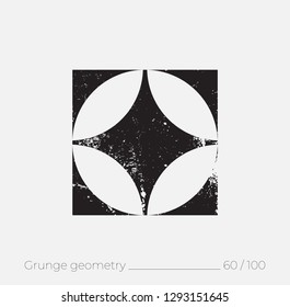 Geometric simple shape in grunge retro style. Universal design element for T-shirt, Posters, Magazine, sale leaflet, billboard, branding