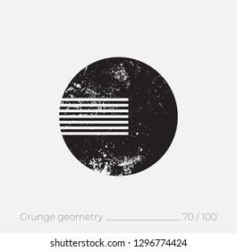 Geometric simple shape in grunge retro style. Universal design element for T-shirt, Posters, Magazine, sale leaflet, billboard, branding