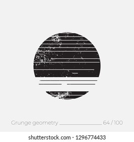 Geometric simple shape in grunge retro style. Universal design element for T-shirt, Posters, Magazine, sale leaflet, billboard, branding