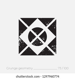Geometric simple shape in grunge retro style. Universal design element for T-shirt, Posters, Magazine, sale leaflet, billboard, branding