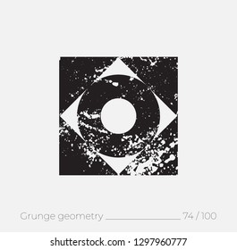 Geometric simple shape in grunge retro style. Universal design element for T-shirt, Posters, Magazine, sale leaflet, billboard, branding