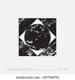 Geometric simple shape in grunge retro style. Universal design element for T-shirt, Posters, Magazine, sale leaflet, billboard, branding
