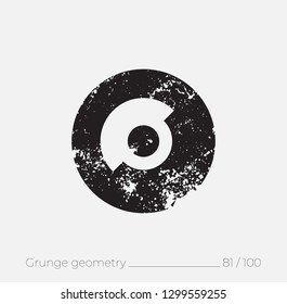 Geometric simple shape in grunge retro style. Universal design element for T-shirt, Posters, Magazine, sale leaflet, billboard, branding