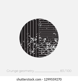 Geometric simple shape in grunge retro style. Universal design element for T-shirt, Posters, Magazine, sale leaflet, billboard, branding