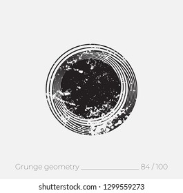 Geometric simple shape in grunge retro style. Universal design element for T-shirt, Posters, Magazine, sale leaflet, billboard, branding