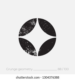 Geometric simple shape in grunge retro style. Universal design element for T-shirt, Posters, Magazine, sale leaflet, billboard, branding