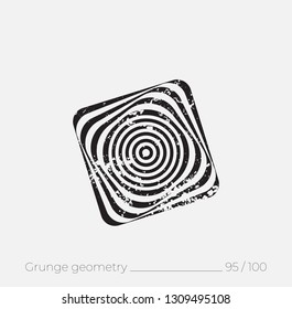 Geometric simple shape in grunge retro style. Universal design element for T-shirt, Posters, Magazine, sale leaflet, billboard, branding