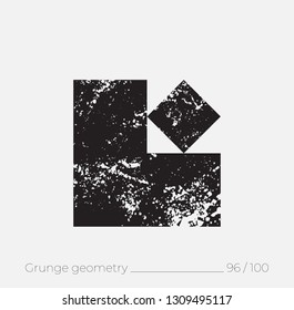 Geometric simple shape in grunge retro style. Universal design element for T-shirt, Posters, Magazine, sale leaflet, billboard, branding