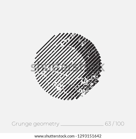Geometric simple shape in grunge retro style. Universal design element for T-shirt, Posters, Magazine, sale leaflet, billboard, branding