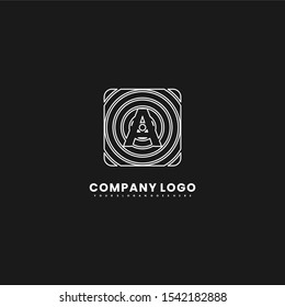 geometric simple white spiral in rounded square shape A logo letter outline design concept isolated on white background.