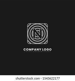 geometric simple white spiral in rounded square shape N logo letter outline design concept isolated on white background.