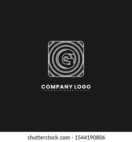 geometric simple white spiral in rounded square shape G logo letter outline design concept isolated on white background.