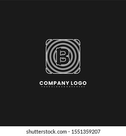geometric simple white spiral in rounded square shape B logo letter outline design concept isolated on white background.
