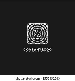 geometric simple white spiral in rounded square shape Z logo letter outline design concept isolated on white background.