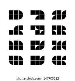 Geometric simplistic icons set, vector abstract symbols.