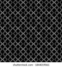 Geometric sinple seamless vector texture with white rectangles and squares on dark background in a diagonal directional for printing on textiles or packaging.