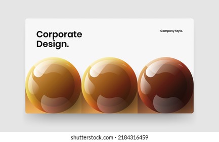 Geometric site screen design vector concept. Fresh 3D spheres catalog cover illustration.