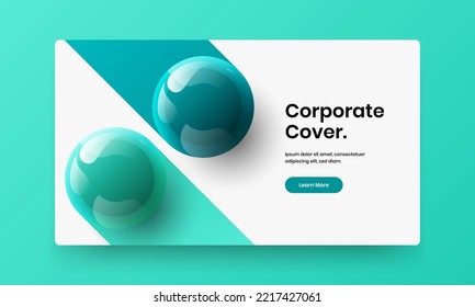 Geometric site screen vector design template. Bright 3D balls banner concept.