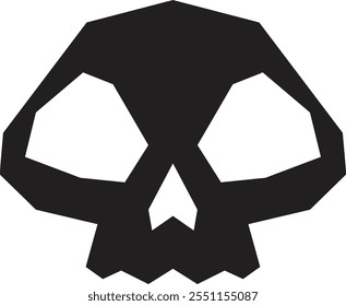 Geometric skull design representing halloween themes, mortality, and spooky concepts, ideal for illustrations, prints, and digital art projects