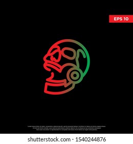 geometric skull logo. using mono line style. modern icon template design