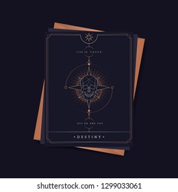 Geometric skull mystic symbol fortune card vector