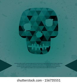 Geometric skull on  grunge background.