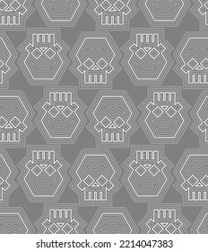 Geometric skull pattern seamless. Abstract skeleton head background. Vector texture