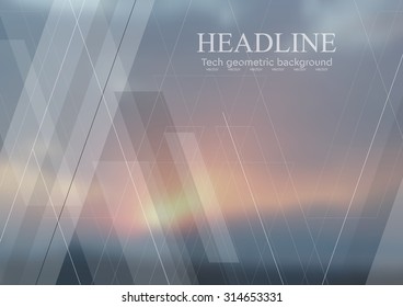 Geometric sky abstract tech background. Vector design
