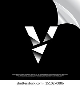 geometric sliced letter v logo. simple design. vector icon illustration