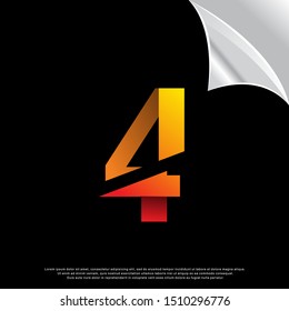 geometric sliced number 4 logo. modern design. vector icon illustration