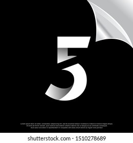 geometric sliced number 5 logo. simple design. vector icon illustration