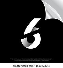 geometric sliced number 6 logo. simple design. vector icon illustration