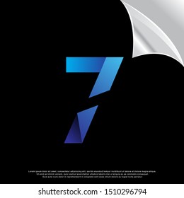 geometric sliced number 7 logo. modern design. vector icon illustration