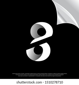 geometric sliced number 8 logo. simple design. vector icon illustration