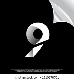 geometric sliced number 9 logo. simple design. vector icon illustration