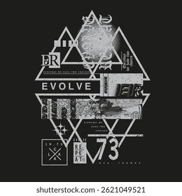 Slogan geométrico motivacional angústia gráfico design