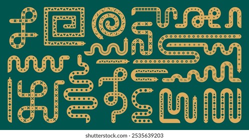 Geometric Snakes Big Collection. Chinese New Year Zodiac Symbol. Year of the Snake Set.