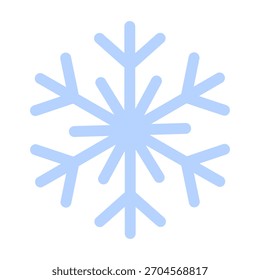 Geometric snowflake design blue line symmetrical shape. Colorful flat style vector illustration. Ideal for winter decor, holiday design elements, festive graphics, and seasonal celebration themes.