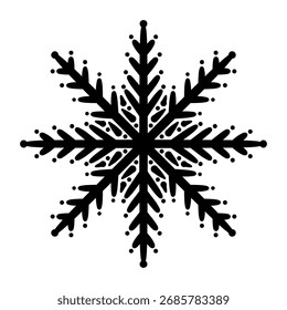 Geometric snowflake design with clean symmetrical shape. Winter icon and seasonal pattern, isolated frosty element for decoration and minimal graphics.