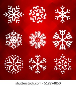 Geometric Snowflake Icon Set