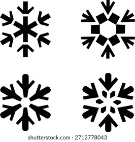 Conjunto de iconos geométricos de copo de nieve Vector de símbolo de cristal congelado de invierno