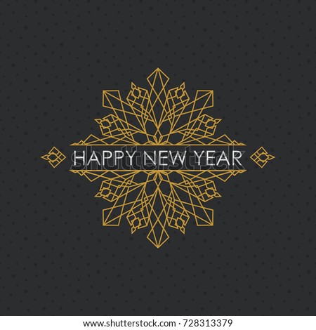 Geometric snowflake with text - Happy new year, vector